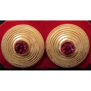 Subeng Emas Spiral Besar (brass earrings with artificial diamonds)